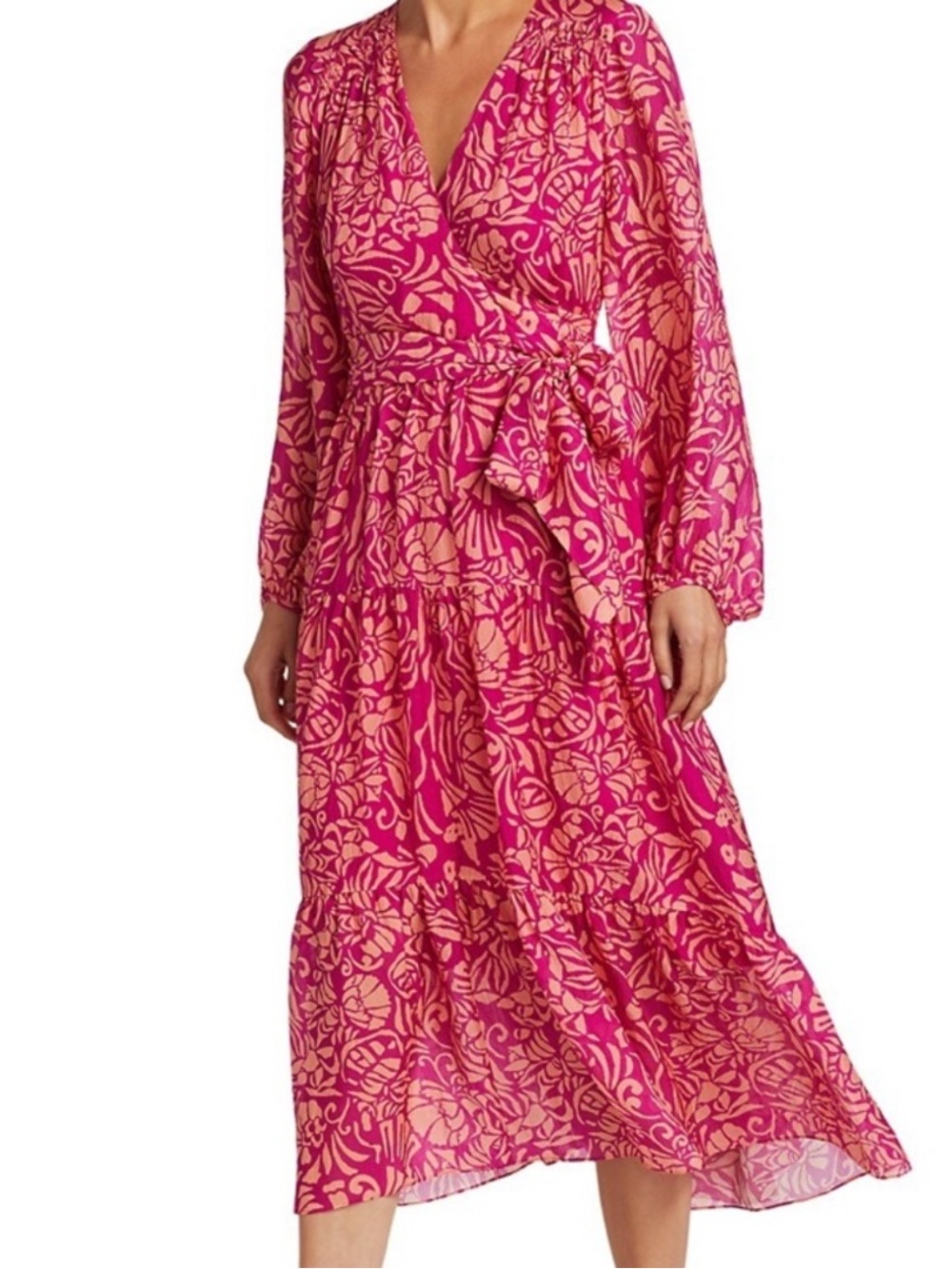 Tanya Taylor Liza Floral print silk midi wrap dress - Size 0